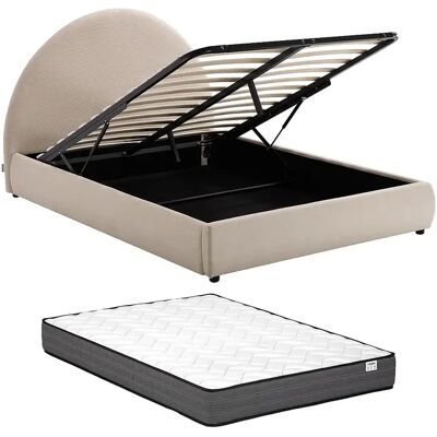 Unique Letto Con Contenitore 160 X 200 Cm Velluto A Coste Beige + Materasso - Lirimo Unique Letto Con Contenitore 160 X 200 Cm Velluto A Coste Beige + Materasso - Lirimo