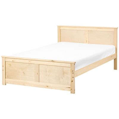 BELIANI Letto Matrimoniale In Legno Naturale Marrone Chiaro 120 X 200 Cm Dauphin BELIANI Letto Matrimoniale In Legno Naturale Marrone Chiaro 120 X 200 Cm Dauphin