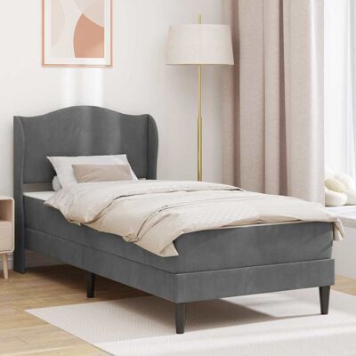VIDAXL Struttura Letto Con Materasso Grigio Scuro 90 X 190 Cm Velluto VIDAXL Struttura Letto Con Materasso Grigio Scuro 90 X 190 Cm Velluto