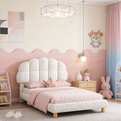 OEM Letto Bambino - Letto Singolo 90x200 - Testiera Regolabile - Rete A Doghe - Bianco OEM Letto Bambino - Letto Singolo 90x200 - Testiera Regolabile - Rete A Doghe - Bianco