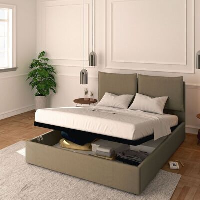 BALDIFLEX - Letto Contenitore Matrimoniale 160x190 Licia In Ecopelle Con Rete A Doghe Colore Grigio Talpa Taupe BALDIFLEX - Letto Contenitore Matrimoniale 160x190 Licia In Ecopelle Con Rete A Doghe Colore Grigio Talpa Taupe