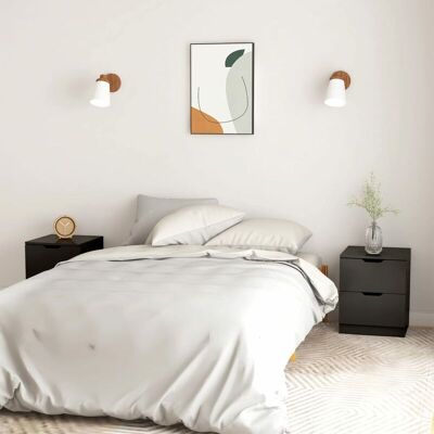VIDAXL Comodini 2 Pz Neri 40x40x50 Cm In Legno Multistrato - VIDAXL Comodini 2 Pz Neri 40x40x50 Cm In Legno Multistrato -