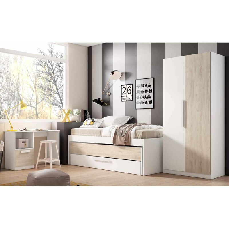 VENTAMUEBLESONLINE Set dormitorio giovanile con c unico unico - Unico