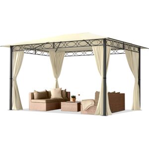 TENDAPRO Gazebo da Giardino 3x4 m - premium 100% impermeabile - con 4 teli laterali - ca. 220g/m² telo del tetto color crema - crema