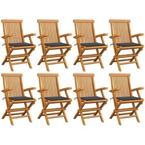 VIDAXL - Sedie Da Giardino Con Cuscini Antracite 8pz Legno Massello Teak VIDAXL - Sedie Da Giardino Con Cuscini Antracite 8pz Legno Massello Teak