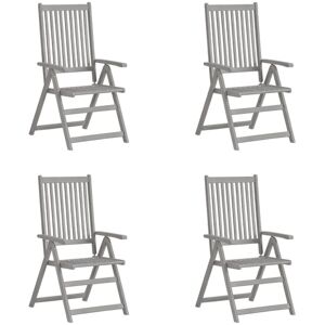 VIDAXL - Sedie Reclinabili Da Giardino 4 Pz Grigie In Massello Di Acacia VIDAXL - Sedie Reclinabili Da Giardino 4 Pz Grigie In Massello Di Acacia