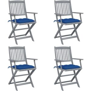 VIDAXL Sedie Da Giardino Pieghevoli 4pz Con Cuscini In Massello Acacia VIDAXL Sedie Da Giardino Pieghevoli 4pz Con Cuscini In Massello Acacia