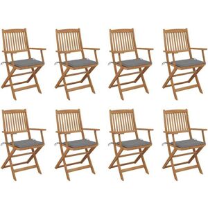 VIDAXL - Sedie Da Giardino Pieghevoli 8 Pz Con Cuscini Massello Acacia VIDAXL - Sedie Da Giardino Pieghevoli 8 Pz Con Cuscini Massello Acacia