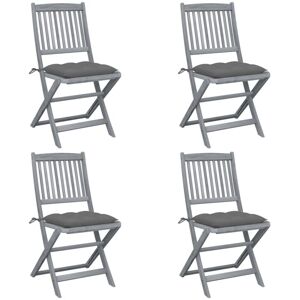 VIDAXL - Sedie Da Giardino Pieghevoli 4pz Con Cuscini In Massello Acacia VIDAXL - Sedie Da Giardino Pieghevoli 4pz Con Cuscini In Massello Acacia