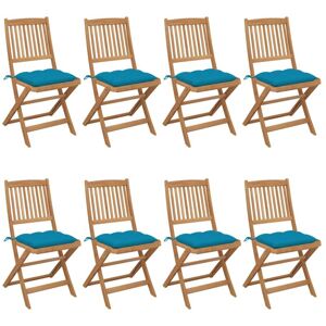 VIDAXL - Sedie Da Giardino Pieghevoli 8 Pz Con Cuscini Massello Acacia VIDAXL - Sedie Da Giardino Pieghevoli 8 Pz Con Cuscini Massello Acacia