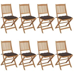 VIDAXL - Sedie Da Giardino Pieghevoli 8 Pz Con Cuscini Massello Acacia VIDAXL - Sedie Da Giardino Pieghevoli 8 Pz Con Cuscini Massello Acacia