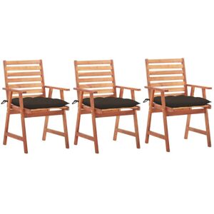 VIDAXL - Sedie Da Pranzo Da Esterni Con Cuscini 3 Pz Massello Di Acacia VIDAXL - Sedie Da Pranzo Da Esterni Con Cuscini 3 Pz Massello Di Acacia