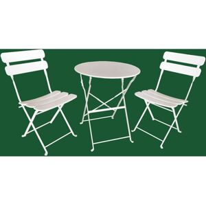 GARDENIA Set Bistro' Denver In Metallo - Tavolo + 2 Sedie - Colore Bianco GARDENIA Set Bistro' Denver In Metallo - Tavolo + 2 Sedie - Colore Bianco