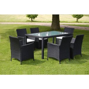 VIDAXL - Set Da Pranzo Da Giardino 7 Pz Con Cuscini In Polyrattan Nero VIDAXL - Set Da Pranzo Da Giardino 7 Pz Con Cuscini In Polyrattan Nero