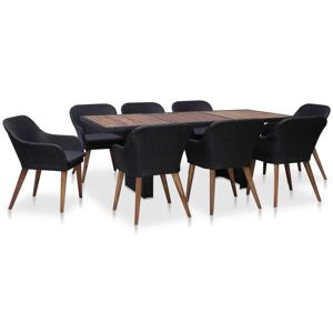 VIDAXL Set Da Pranzo Da Giardino 9 Pz Con Cuscini In Polyrattan Nero VIDAXL Set Da Pranzo Da Giardino 9 Pz Con Cuscini In Polyrattan Nero