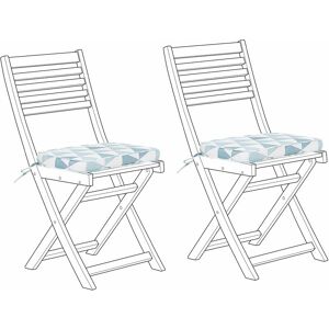 BELIANI Set di 2 Cuscini Motivo Geometrico Blue e Bianco per Sedie da Giardino Fiji - Blu