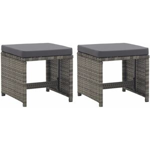 VIDAXL Sgabelli Da Giardino 2 Pz Con Cuscini In Polyrattan VIDAXL Sgabelli Da Giardino 2 Pz Con Cuscini In Polyrattan