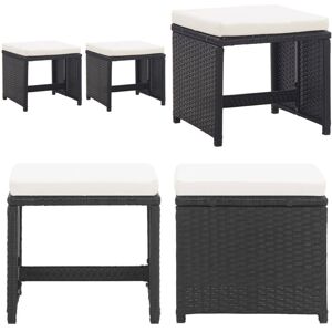 VIDAXL Sgabelli Da Giardino 2 Pz Con Cuscini In Polyrattan Nero - Sgabello In Rattan - Sgabello Con Cuscino VIDAXL Sgabelli Da Giardino 2 Pz Con Cuscini In Polyrattan Nero - Sgabello In Rattan - Sgabello Con Cuscino