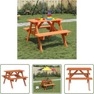VIDAXL Tavolo Da Giardino Per Bambini - Tavolo Da Picnic Per 4 Bambini Con Foro Ombrellone Legno Abete VIDAXL Tavolo Da Giardino Per Bambini - Tavolo Da Picnic Per 4 Bambini Con Foro Ombrellone Legno Abete