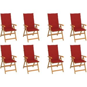 VIDAXL - Sedie Reclinabili Da Giardino Con Cuscini 8 Pz Massello Di Teak VIDAXL - Sedie Reclinabili Da Giardino Con Cuscini 8 Pz Massello Di Teak