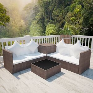 VIDAXL - Set Divani Da Giardino 4 Pz Con Cuscini In Polyrattan Marrone VIDAXL - Set Divani Da Giardino 4 Pz Con Cuscini In Polyrattan Marrone