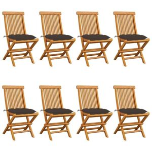 VIDAXL - Sedie Da Giardino E Cuscini Grigio Talpa 8 Pz Massello Di Teak VIDAXL - Sedie Da Giardino E Cuscini Grigio Talpa 8 Pz Massello Di Teak