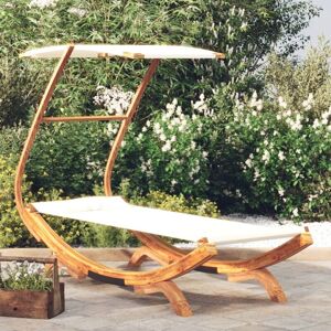 VIDAXL Lettino Con Tettuccio 100x190x134 Cm In Legno Curvato Crema - VIDAXL Lettino Con Tettuccio 100x190x134 Cm In Legno Curvato Crema -