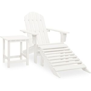 Sedia da giardino Adirondack in legno di abete massello con ottomana e tavolo - Bianco Sedia da giardino Adirondack in legno di abete massello con ottomana e tavolo - Bianco