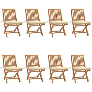 VIDAXL - Sedie Da Giardino Pieghevoli Con Cuscini 8 Pz Massello Di Teak VIDAXL - Sedie Da Giardino Pieghevoli Con Cuscini 8 Pz Massello Di Teak