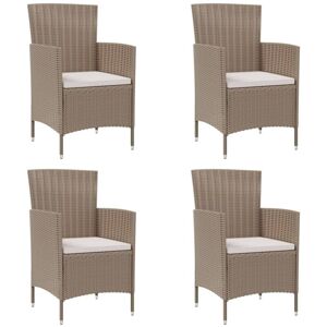 VIDAXL Sedie Da Giardino Con Cuscini 4 Pz In Polyrattan Beige VIDAXL Sedie Da Giardino Con Cuscini 4 Pz In Polyrattan Beige
