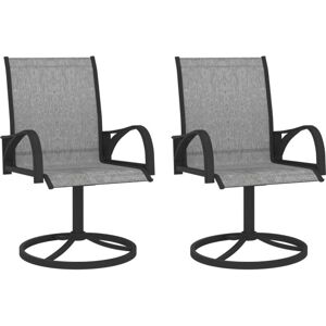 VIDAXL - Sedie Da Giardino Girevoli 2 Pz In Textilene E Acciaio Grigie VIDAXL - Sedie Da Giardino Girevoli 2 Pz In Textilene E Acciaio Grigie