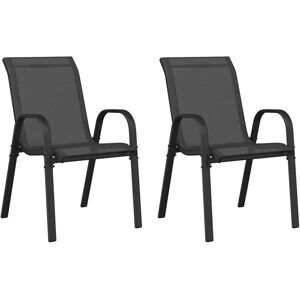 VIDAXL - Sedie Da Giardino Impilabili 2 Pz In Tessuto Textilene Nero VIDAXL - Sedie Da Giardino Impilabili 2 Pz In Tessuto Textilene Nero