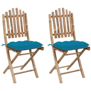 VIDAXL Sedie Da Giardino Pieghevoli 2 Pz Con Cuscini In Bambù VIDAXL Sedie Da Giardino Pieghevoli 2 Pz Con Cuscini In Bambù