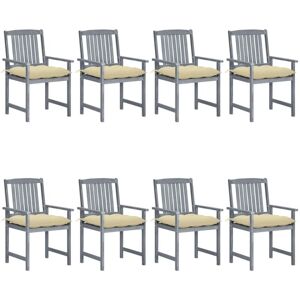 VIDAXL Sedie Da Giardino Con Cuscini 8 Pz In Massello Di Acacia Grigie VIDAXL Sedie Da Giardino Con Cuscini 8 Pz In Massello Di Acacia Grigie