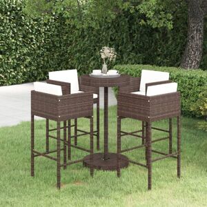 LES TENDANCES - Vidaxl Set Da Bar Da Giardino 5 Pz Con Cuscini In Polyrattan Marrone LES TENDANCES - Vidaxl Set Da Bar Da Giardino 5 Pz Con Cuscini In Polyrattan Marrone