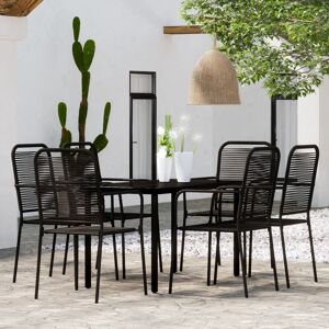 VIDAXL Set Mobili Da Pranzo Per Giardino 7 Pz Nero - VIDAXL Set Mobili Da Pranzo Per Giardino 7 Pz Nero -