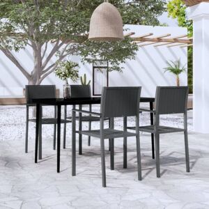 VIDAXL Set Da Pranzo Da Giardino 5 Pz Nero - VIDAXL Set Da Pranzo Da Giardino 5 Pz Nero -