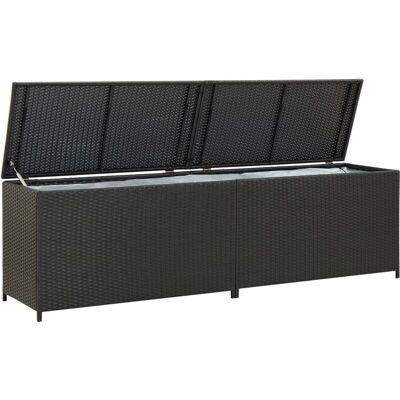 VIDAXL Baule Da Giardino In Polyrattan 200x50x60 Cm Nero - VIDAXL Baule Da Giardino In Polyrattan 200x50x60 Cm Nero -