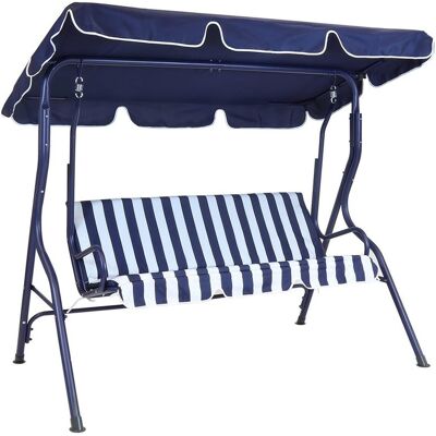BAKAJI Dondolo Da Giardino 3 Posti Altalena Per Esterno Acciaio + Tettuccio Blu Bianco BAKAJI Dondolo Da Giardino 3 Posti Altalena Per Esterno Acciaio + Tettuccio Blu Bianco