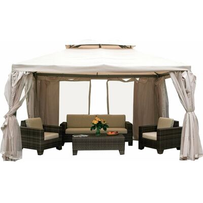 Bauer Gazebo Da Giardino 3x4 Mt In Alluminio Con Zanzariera Ecrù Bauer Gazebo Da Giardino 3x4 Mt In Alluminio Con Zanzariera Ecrù