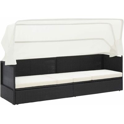 VIDAXL - Divano Da Giardino Con Tettoia In Polyrattan Nero VIDAXL - Divano Da Giardino Con Tettoia In Polyrattan Nero