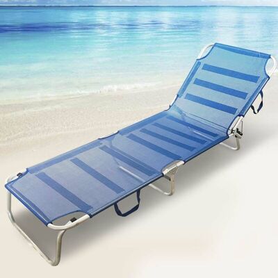 BAKAJI Lettino Prendisole Pieghevole In Alluminio E Texilene Mare Spiaggia Sdraio Blu BAKAJI Lettino Prendisole Pieghevole In Alluminio E Texilene Mare Spiaggia Sdraio Blu