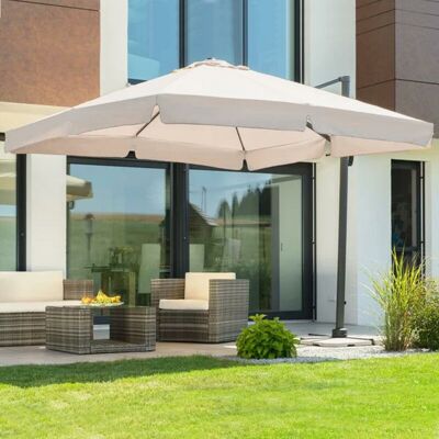 BAKAJI Ombrellone Giardino Decentrato Roma Flap 3x3 Alluminio Inclinabile Girevole Ecru BAKAJI Ombrellone Giardino Decentrato Roma Flap 3x3 Alluminio Inclinabile Girevole Ecru