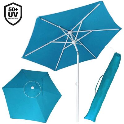 BAKAJI - Ombrellone Mare Spiaggia Giardino Acciaio Inox Grande 210cm Azzurro Con Custodia BAKAJI - Ombrellone Mare Spiaggia Giardino Acciaio Inox Grande 210cm Azzurro Con Custodia