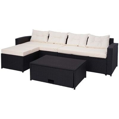 DÉCOSHOP26 Set Di Mobili Da Giardino In Polyrattan Nero Set Lounge Per Balcone O Terrazzo Divano Con Contenitore E Cuscini Color Crema-beige 040004220 DÉCOSHOP26 Set Di Mobili Da Giardino In Polyrattan Nero Set Lounge Per Balcone O Terrazzo Divano Con Contenitore E Cuscini Color Crema-beige 040004220
