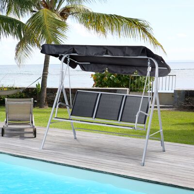 LEMONBEST Amaca Da Giardino A 3 Posti Con Tettoia, Telaio In Metallo Grigio Argento, Dimensioni 171x108x154 Cm Per Terrazza E Esterni LEMONBEST Amaca Da Giardino A 3 Posti Con Tettoia, Telaio In Metallo Grigio Argento, Dimensioni 171x108x154 Cm Per Terrazza E Esterni