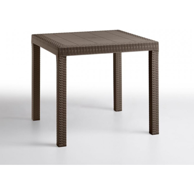 BICA - Tavolo Quadrato 80x80cm Per Interno Ed Esterno In Polipropilene Dallas Moka BICA - Tavolo Quadrato 80x80cm Per Interno Ed Esterno In Polipropilene Dallas Moka
