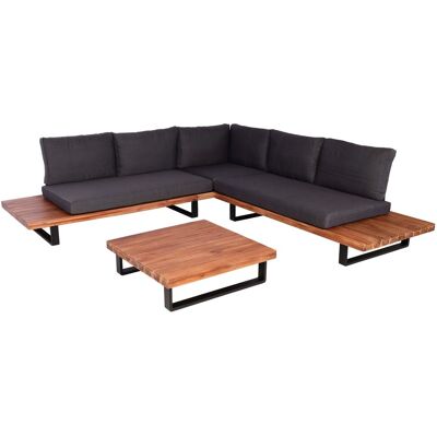 DÉCOSHOP26 Set Da Giardino A 5 Posti 255x255 Cm In Alluminio E Legno Di Acacia Con Cuscini Grigio Scuro 040010294 DÉCOSHOP26 Set Da Giardino A 5 Posti 255x255 Cm In Alluminio E Legno Di Acacia Con Cuscini Grigio Scuro 040010294