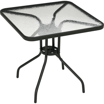 Zone Tavolo Da Giardino Rimovibile Metallo 76x76 Cm Tavolo Da Balcone Resistente Alle Intemperie Con Foro Per Ombrellone, Antiscivolo Nero Zone Tavolo Da Giardino Rimovibile Metallo 76x76 Cm Tavolo Da Balcone Resistente Alle Intemperie Con Foro Per Ombrellone, Antiscivolo Nero