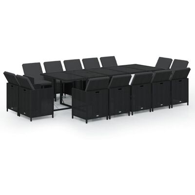 HELLOSHOP26 Set Da Pranzo Da Giardino Mobili Da Esterno Cuscini 15 Pz Poly Rattan Nero 020014424 HELLOSHOP26 Set Da Pranzo Da Giardino Mobili Da Esterno Cuscini 15 Pz Poly Rattan Nero 020014424